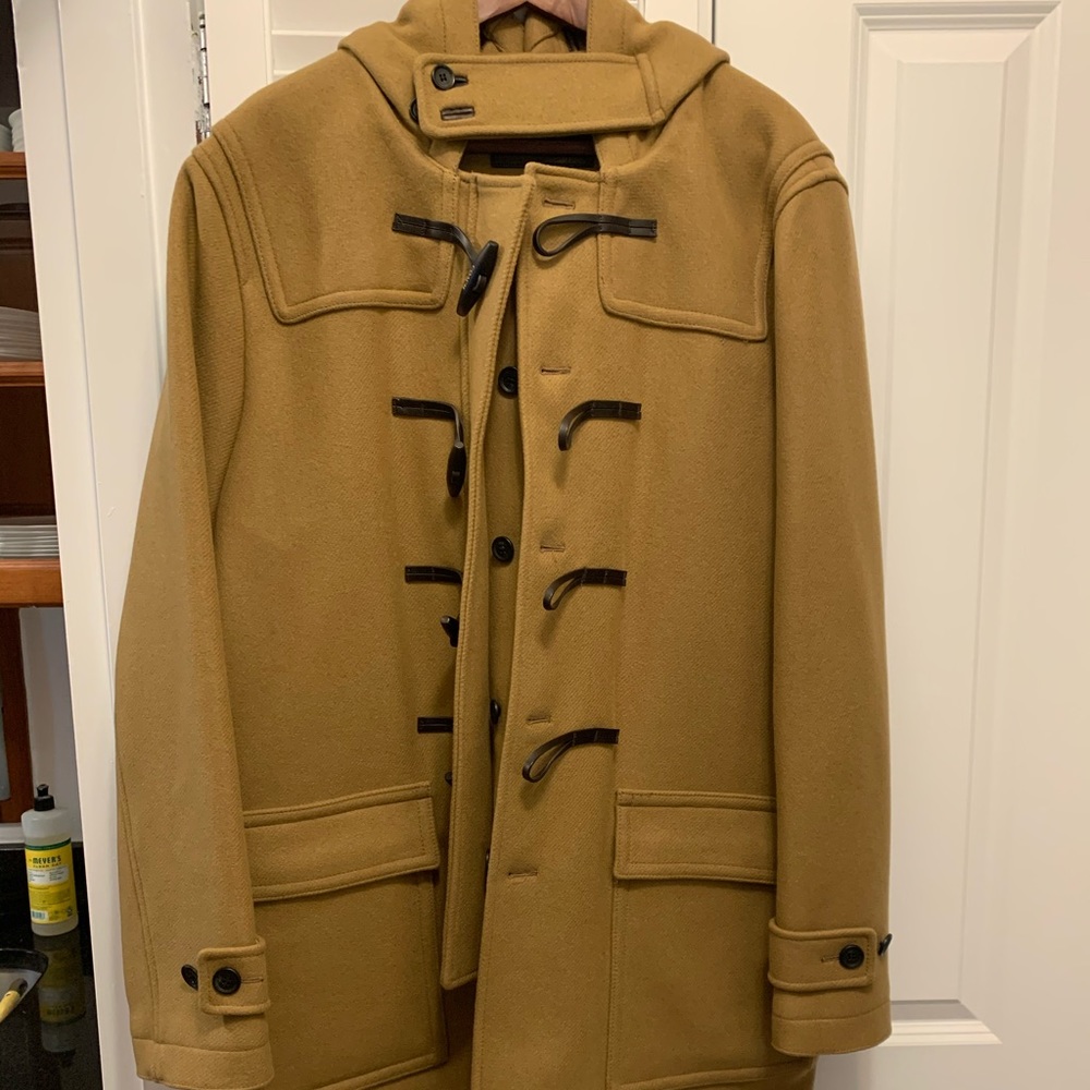COACH Wool Pea Coat with Toggles and Hood